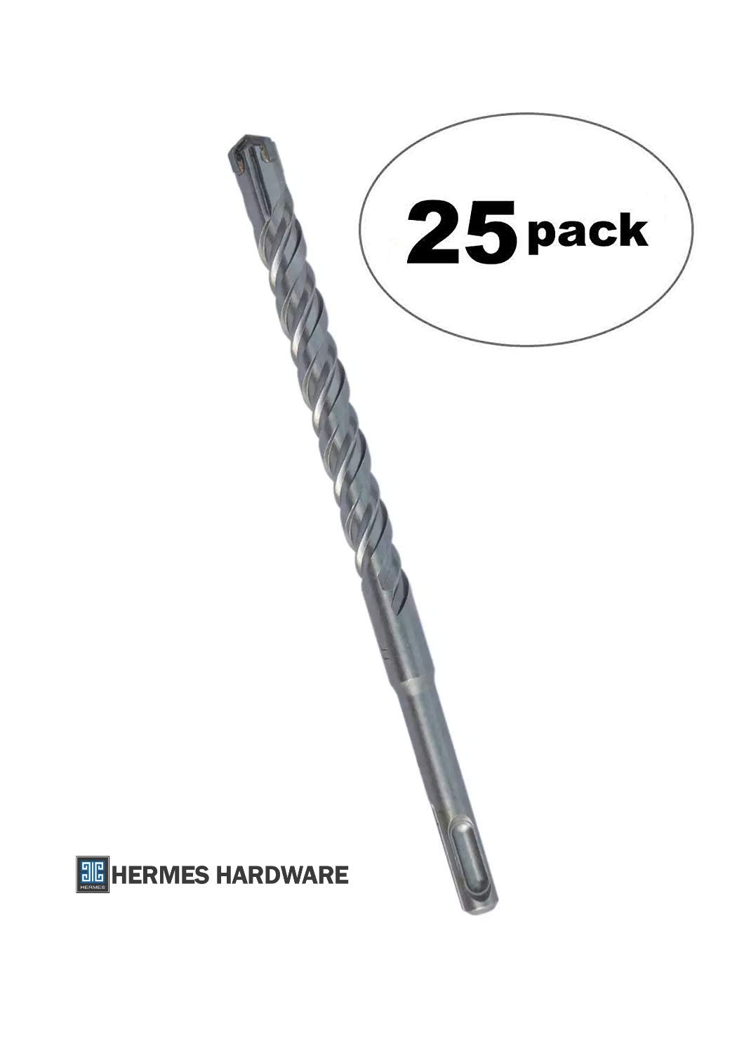 Hermes Hardware 25 Pack- SDS Plus Hammer Drill Bits 1/4″ (6.5
